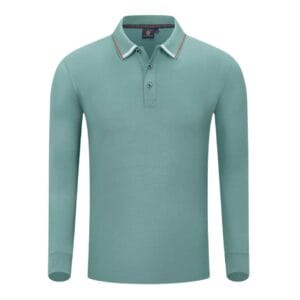 YG506 Cotton Long Sleeve Polo Tee light green