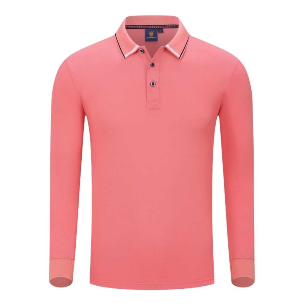 YG506 Cotton Long Sleeve Polo Tee - pink