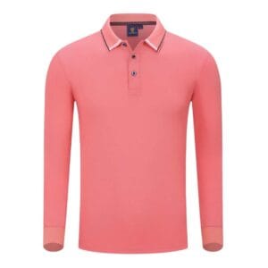 YG506 Cotton Long Sleeve Polo Tee pink