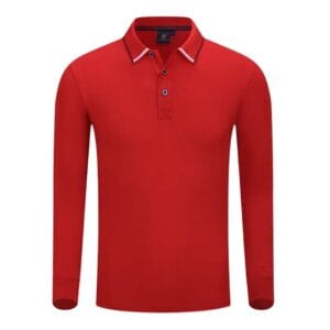 YG506 Cotton Long Sleeve Polo Tee red