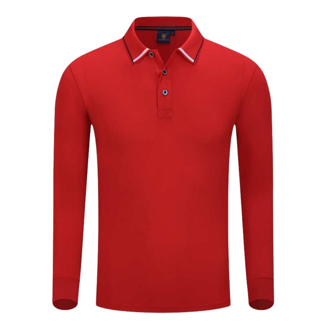 YG506 Cotton Long Sleeve Polo Tee - red