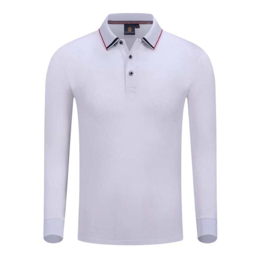 YG506 Cotton Long Sleeve Polo Tee - white