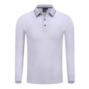 YG506 Cotton Long Sleeve Polo Tee white