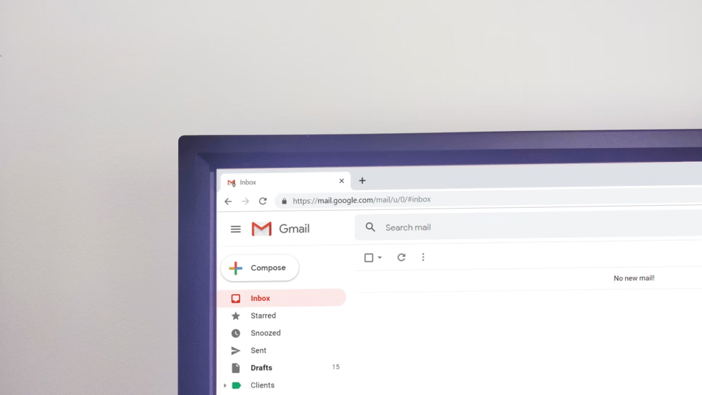 An Influencer’s Guide to How to Pitch Brand Collaborations 2 Gmail platform on a laptop for how to pitch brand collaborations.