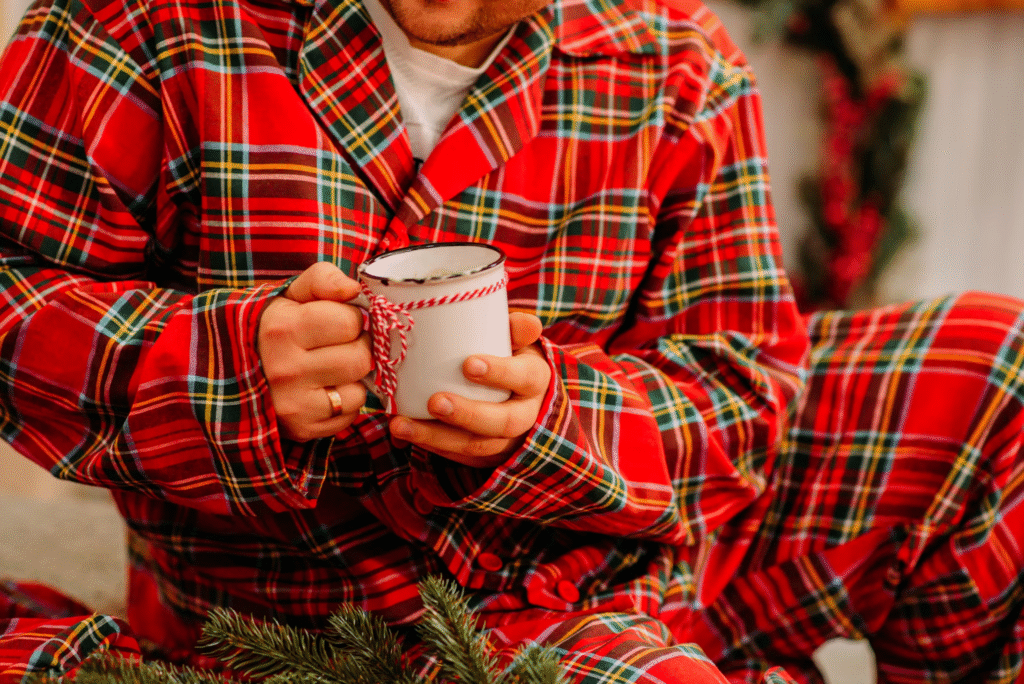 Man wearing flannel fabric for winter.