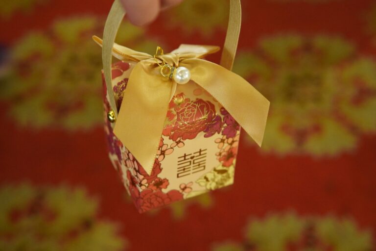 A Chinese style gift wrapped door gift idea for a Singapore event.